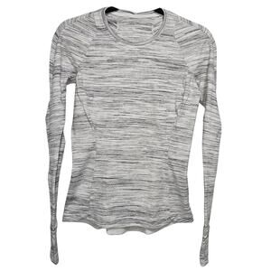 Lululemon Runderful Long Sleeve Space Dye Camo White Silver Spoon Size Small